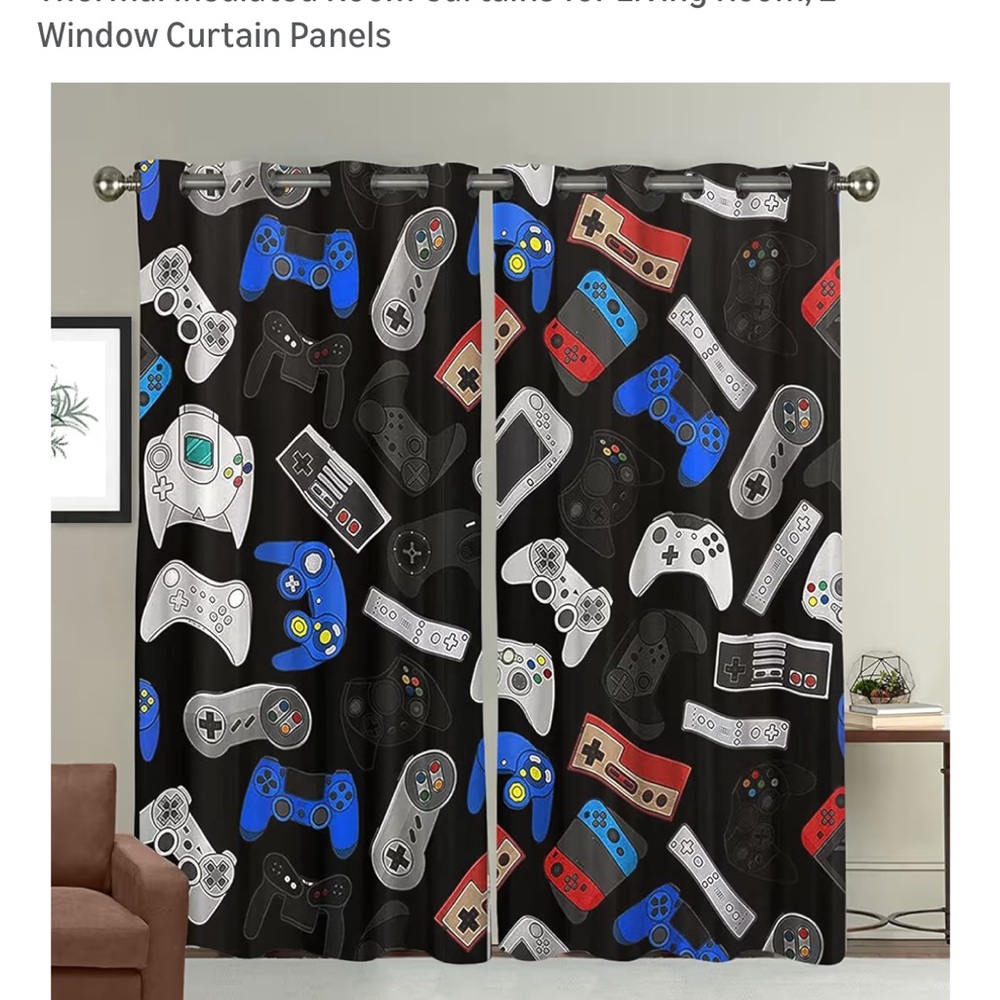 Gaming Console Pattern Curtain Panels